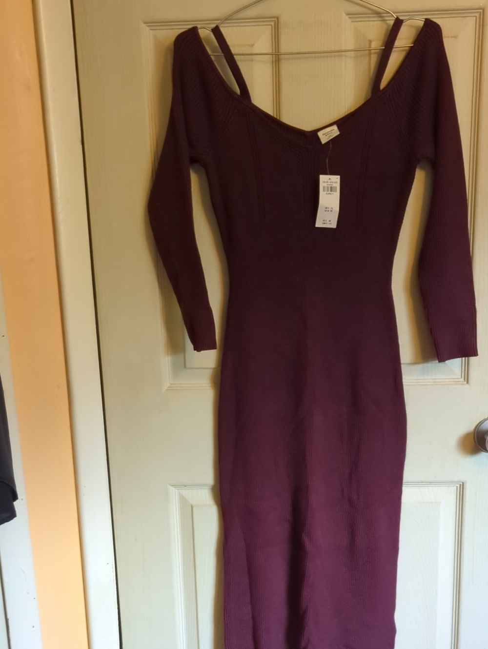 NWT Abercrombie Fitch burgundy XL Petite Maxi Strappy Sweater Dress